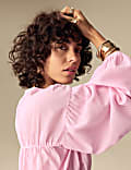 Cotton Rich V-Neck Seam Detail Blouse