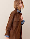 Suede Longline Utility Shacket