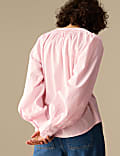 Blouse 100 % coton &agrave; motif nervur&eacute;