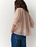 Ruffle V-Neck Poet Blouse