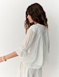 Ruffle V-Neck Poet Blouse