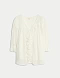 Blouse poète à col en V à volants