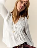 Ruffle V-Neck Long Sleeve Blouse