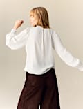 Ruffle V-Neck Long Sleeve Blouse