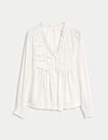 Ruffle V-Neck Long Sleeve Blouse