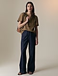 Pure Cotton Textured Tie Neck Blouse