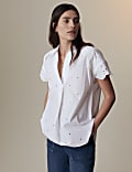 Pure Cotton Broderie Collared Blouse