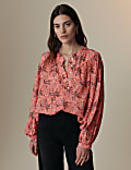 Blouse en modal à encolure crantée et imprimé