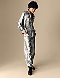 Metallic Collared Relaxed Shirt