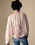 Blouse met hoge hals en glitters