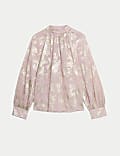 Blouse met hoge hals en glitters