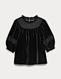 Velvet Embroidered Blouse