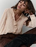 Sheer Sequin Ruffle Shirt