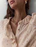 Sheer Sequin Ruffle Shirt
