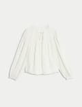 Blouse met strikhals, blousonmouwen en structuur