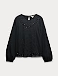 Pure Cotton Lace Embellished Relaxed Blouse