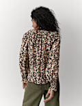 Blouse met ruches en bloemmotief