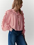 Ruffle Detail Tie Front Blouse