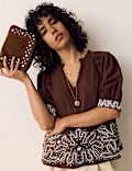 Lyocell Rich Embroidered Notch Neck Blouse