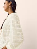 Textured Tufted Button Through Blouse