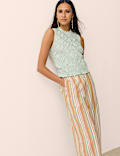 Pure Cotton Shirred Sleeveless Top