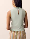Pure Cotton Shirred Sleeveless Top