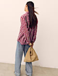 Lyocell Rich Striped Collared Relaxed Shirt
