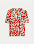 Printed Gathered Blouse