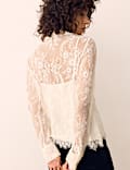 Lace Collared Ruffle Shirt