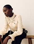 Broderie High Neck Blouse
