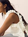 Pure Cotton Lace Insert Embroidered Top