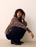 Paisley Floral V Neck Shirred Blouse