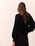 Velvet Lace Insert V Neck Blouse