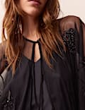 Beaded Tie Front Blouse