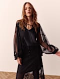 Beaded Tie Front Blouse
