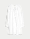 Pure Cotton Embroidered Mini Tiered Dress