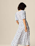 Printed V-Neck Midi Tea Dress