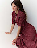 Crew Neck Ruffle Midi Dress
