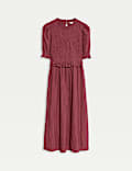 Crew Neck Ruffle Midi Dress