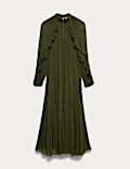 Chiffon High Neck Ruffle Midi Tiered Dress