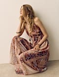 Paisley V-Neck Midaxi Skater Dress