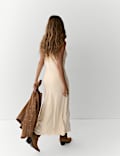 Pure Silk Beaded V-Neck Maxi Slip Dress