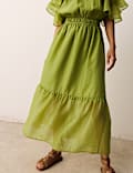 Frill Detail Strappy Midaxi Tiered Dress