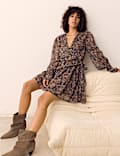 Paisley Floral V Neck Mini Waisted Dress
