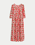 Floral V-Neck Midaxi Tea Dress