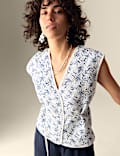 Pure Cotton Printed Quilted Reversible Gilet