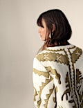 Pure Cotton Applique V-Neck Bomber Jacket