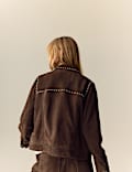 Suede Studded Collared Utility Jacket