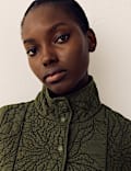 Embroidered Quilted Funnel Neck Jacket