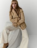 Faux Shearling Button Front Relaxed Jacket